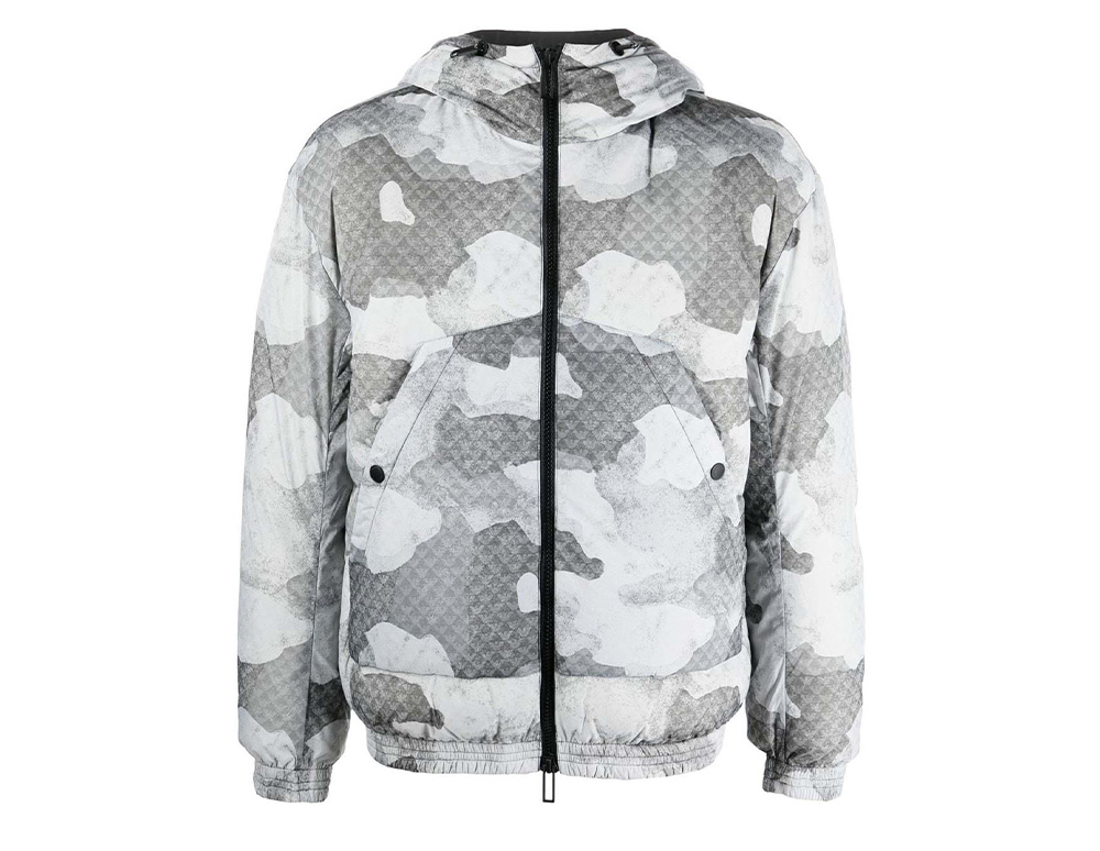 All Over Eagle Print Camo Down Jacket - Urban Junction
